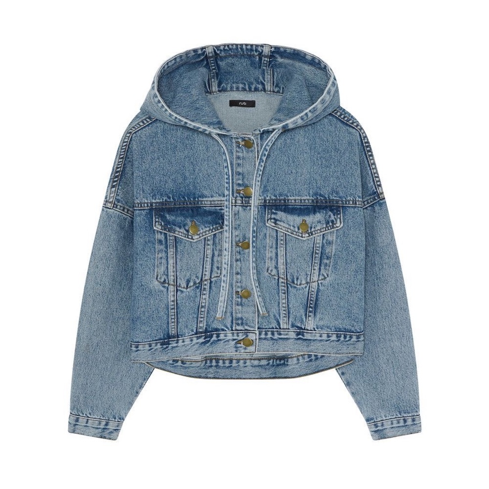 Casual Hooded Light Blue Denim Jacket